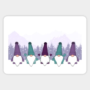 Fun Holiday Gonks Christmas Gnomes in Purple and Teal Sticker